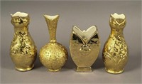 4 Decorative 22K & 24K Gold Vases