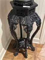 Ornate Asian Wood Plant Stand