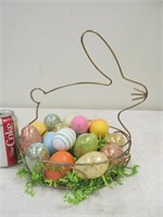 Wire Bunny basket w. eggs