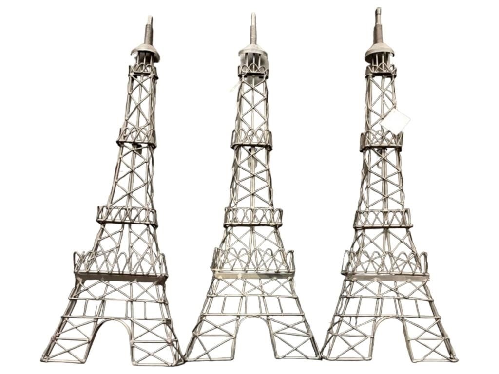 Set of 3 Eiffel Tower 24 inch Metal Wall Art