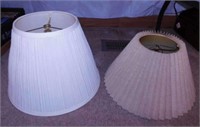 2 pleated lamp shades, largest is 10" tall
