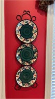 Three Gail Pittman Plates on Hanging Rack Dinner