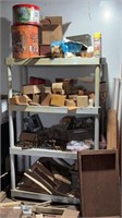 Plastic shelf and miscellaneous wooden pieces