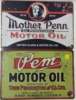 2 Tin Motor Oil Signs