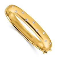 14K -Polished Diamond Hinged Bangle