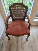 Queen Anne Cane Back Upholstered Armchair