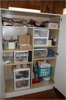 Contents of cabinet, fabric, sewing goods