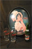 Coca Cola "Betty" Tray & Glasses & Mountain Dew