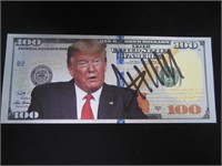 DONALD TRUMP SIGNED PLAY MONEY WITH COA