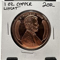 1OZ COPPER BULLION ROUND WHEAT