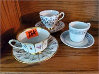 Tea cups, saucers (3 pairs)
