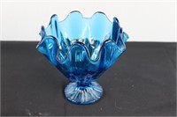 Blue Glass Swung Compote