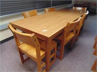 7-1/2'x3' Study Hall Table & (6) Chairs