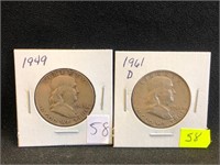 1949 & 1961D Franklin Half Dollars