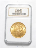 1904 $20 Liberty Head Gold Double Eagle NGC MS64