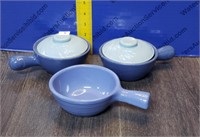 3 Vintage Pottery Soup Cups