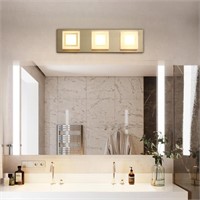 3-Light Brushed Gold Bathroom Vanity Light w/ LED