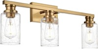 VINLUZ 3 Light Brushed Brass Finish Vanity Light