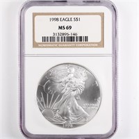 1998 Silver Eagle NGC MS69