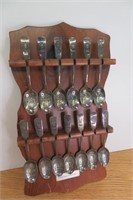 13 Colonies Spoon Collection with Wall Display