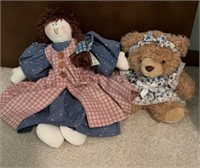 Doll and teddy bear