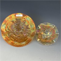 Imperial Marigold Lustre Rose Plate & Bowl Lot