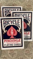 3 new decks Bicycle pinochle cards all blue