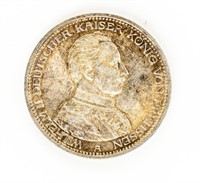 Coin Scarce 1913 FUNF(5)Marks German Silver-Ch Unc