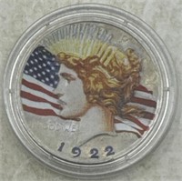 (YZ) Silver 1922 Painted Peace Dollar