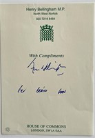 Member of Parliament Henry Bellingham signed stati