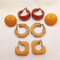 4 Pair Bakelite Earrings