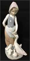Lladro Porcelain Figurine Of Girl & Geese