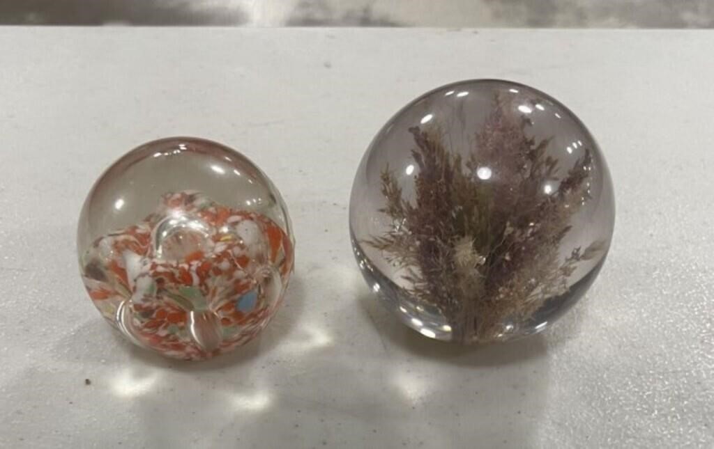 2 Glass Paperweights