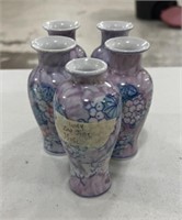 Set of 5 Small Purple Vases