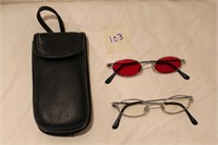 Set of 2 Vintage 90's Glasses w/ case