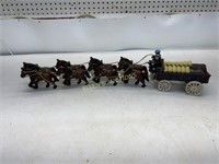 CAST IRON HORSES AND WAGON