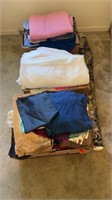 3 Boxes and 1 Roll of Assorted Fabric