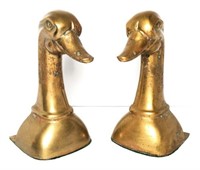 Brass Duck Head Book Ends