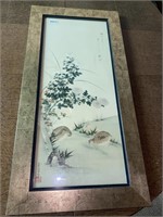 ANTIQUE CHINESE OR JAPANESE SILK SCROLL BIRDS &
