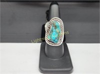 STERLING SILVER FREEFORM TURQUOISE NUGGET RING