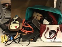 Assorted purses and handbags.