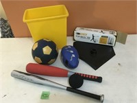 t-ball stand, balls, bats, more