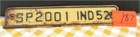 1952 IN License Plate Tab
