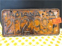 1931 IN License Plate