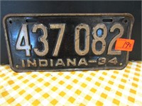 1934 IN License Plate