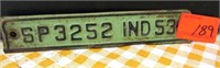 1953 IN License Plate Tab