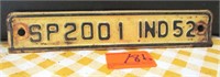 1952 IN License Plate Tab