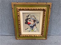 Vintage Framed Clown Art