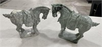 Pair of Jade Carved Horse Sculptures