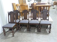 5 ANTIQUE WOOD FRAMED DINING CHAIRS